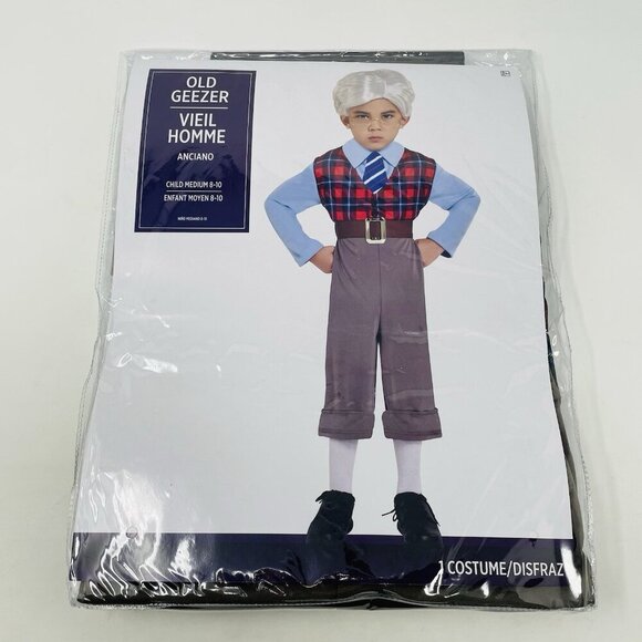 Old Geezer Youth Child Boys Size Medium 8-10 Halloween Dress Up Costume 458 - Picture 2 of 8